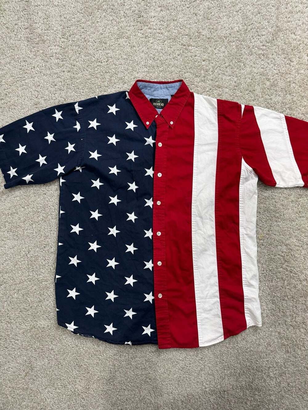 RedHead Americana Grand Ol' Flag Short-Sleeve Button-Up Shirt, Size L